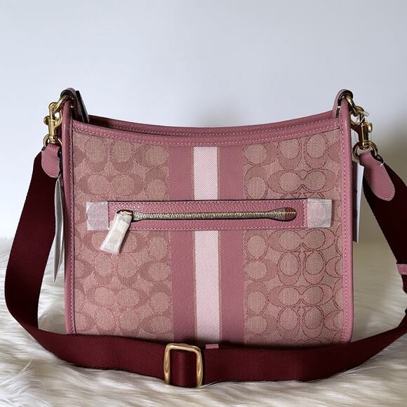 NWT Coach Dempsey File Bag In Signature Jacquard With Stripe And Coach Patch - Picture 2 of 11